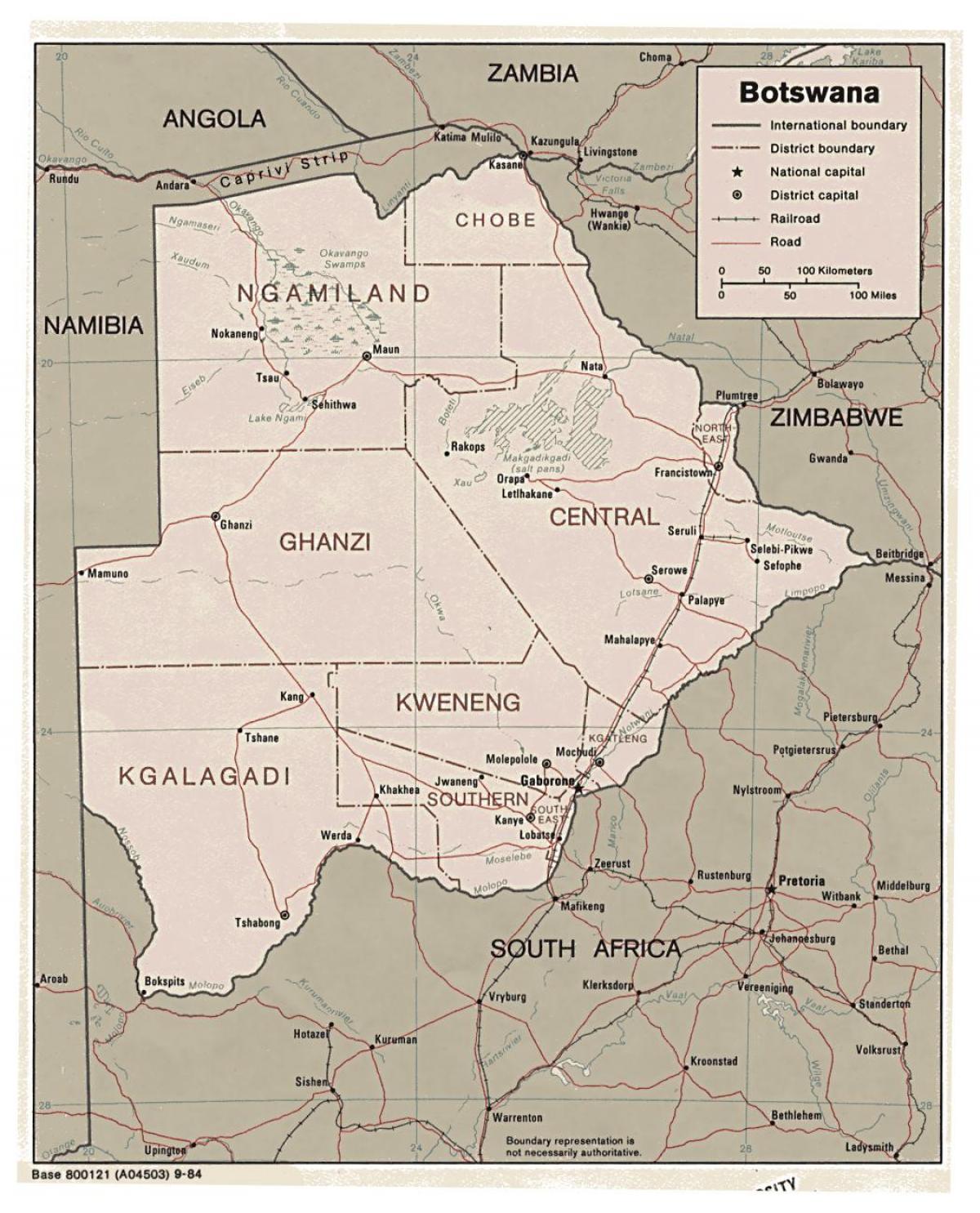 carte détaillée du Botswana