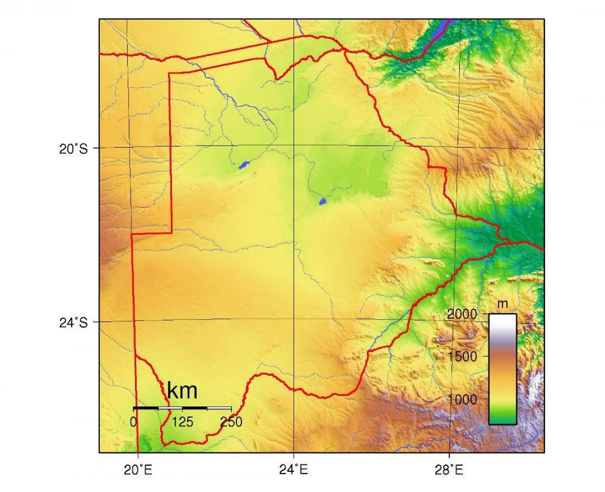 carte du Botswana physique