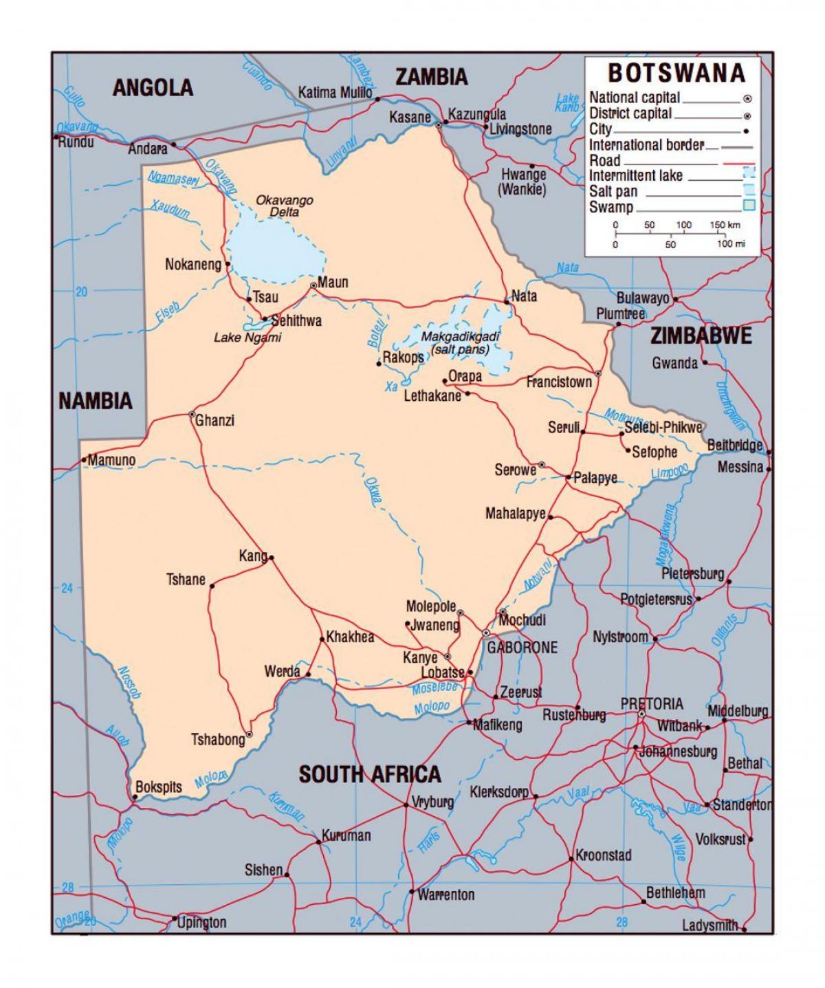 carte du Botswana politique