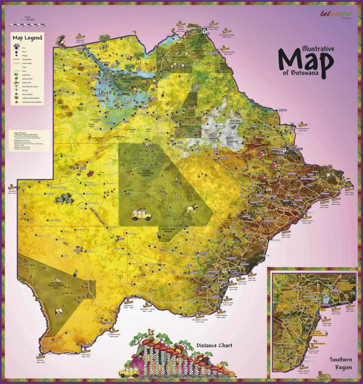 Le Botswana carte du tourisme