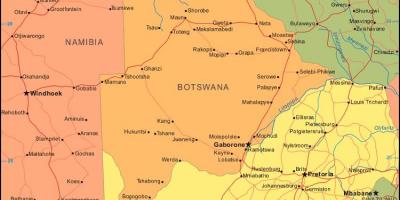 Carte du Botswana montrant tous les villages