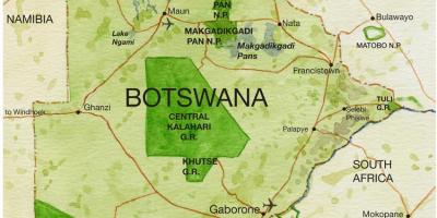 Carte du Botswana réserves de gibier