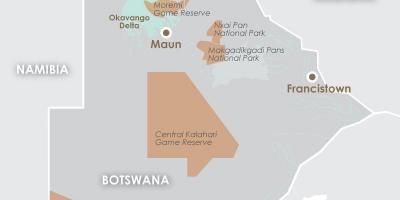 Carte de maun au Botswana